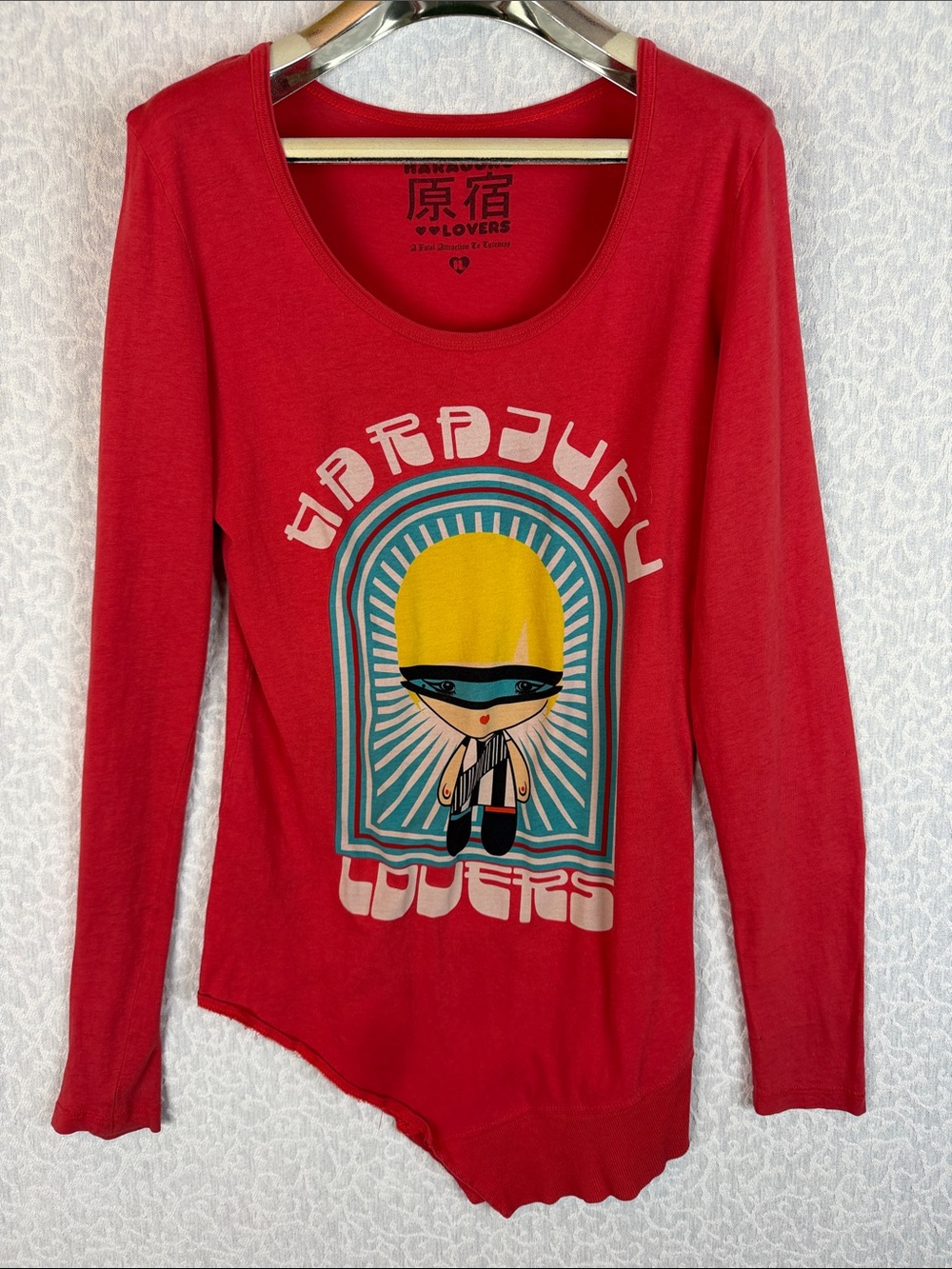 Harajuku Lovers Red Long Sleeve Graphic Tee Y2K Gwen Stefani Doll Long Sleeve S